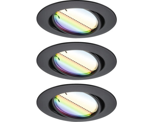 Drie inbouwspots met zwarte rand