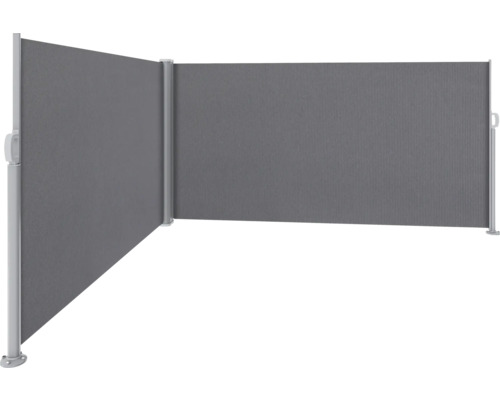Dubbel terrasscherm 1,6x3x3 stof uni antraciet, frame RAL 9006 aluminium