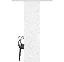 Decoratief wandpaneel met abstracte penseelstreken en zwarte stoel