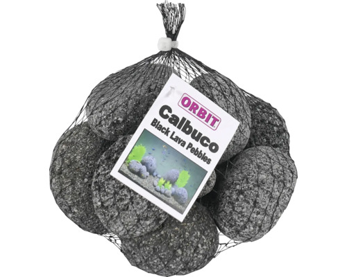ORBIT Decoratiesteen Calbuco Lava Pebble antraciet small 5 cm Orbit Calbuco zwarte lavastenen in net voor aquaria