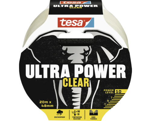 TESA Ultra Power Clear reparatietape transparant 48 mm x 20 m Tesa Ultra Power Clear tape, 20 meter x 48 millimeter