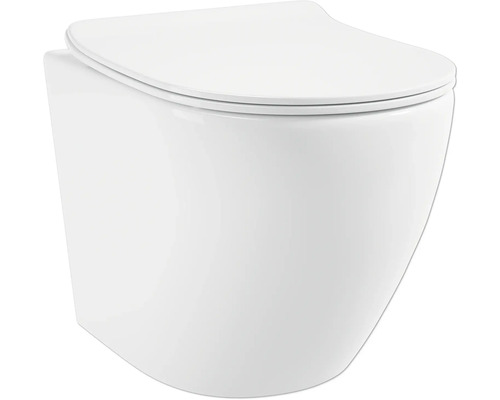 JUNGBORN Spoelrandloos toilet FOUR verhoogd incl. soft close en quick-release wit