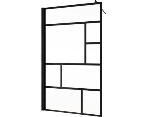 Zwarte douchewand met rechthoekig design