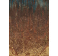 Abstract schilderij met kleurverlopen en verschillende texturen.