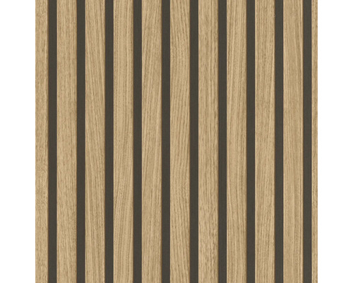 RASCH Vliesbehang 499322 Factory V houtoptiek bruin Akoestisch paneel met houten ribben voor wanddecoratie