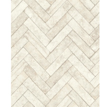 Behang met visgraatmotief in steenlook