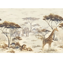 Safari behang met olifanten, leeuw en giraffe