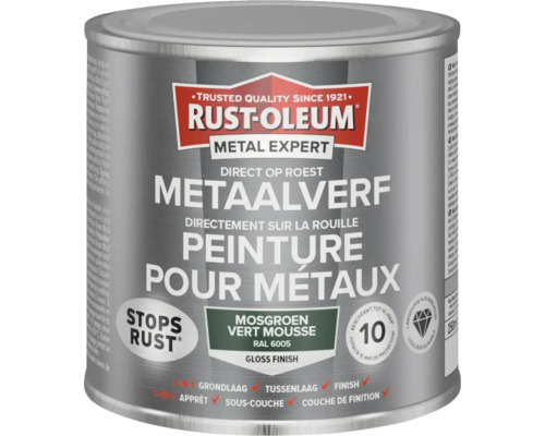 RUST-OLEUM Metal Expert Metaalverf direct op roest hoogglans RAL 6005 mosgroen 250 ml