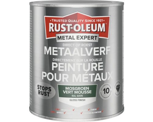 RUST-OLEUM Metal Expert Metaalverf direct op roest hoogglans RAL 6005 mosgroen 750 ml