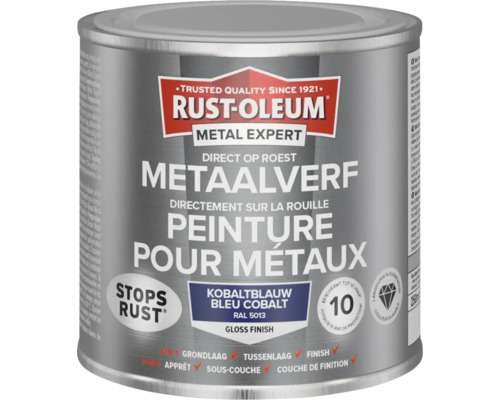 RUST-OLEUM Metal Expert Metaalverf direct op roest hoogglans RAL 5013 donkerblauw 250 ml