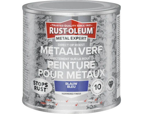 RUST-OLEUM Metaalverf CombiColor Hamerslag blauw 250 ml Rust Oleum Metal Expert metaalverf direct op roest, gehamerd