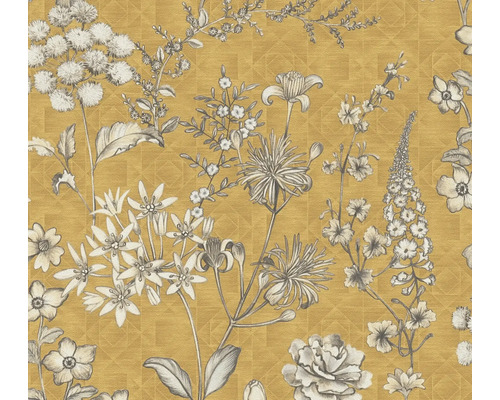 A.S. CRÉATION Vliesbehang 39117-2 Metropolitan Stories 3 bloemen geel Behang met bloemmotief op een gestructureerde achtergrond