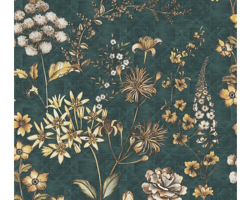 A.S. CRÉATION Vliesbehang 39117-4 Metropolitan Stories 3 bloemen groen Behang met bloemmotief op een geometrische achtergrond