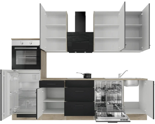 Complete keuken met elektrische apparaten, spoelbak en hangkasten