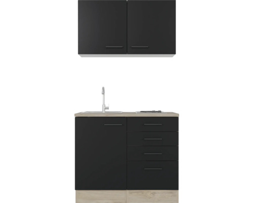 Compacte kitchenette met spoelbak, kraan en hangkasten voor kleine ruimtes
