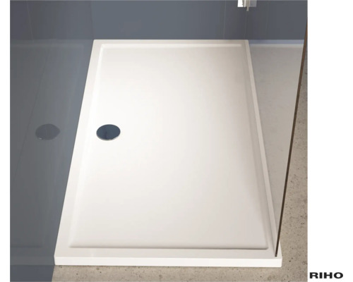 YES by RIHO Douchebak Zurich alpinwit 140x80x4,5 cm Rechthoekige douchebak in badkamer.