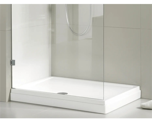 YES by RIHO Douchebak Davos wit 140x80x4,5 cm Douche met vlakke douchebak en glazen douchewand