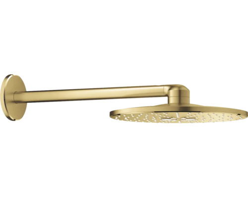 Gouden hoofddouche met wandarm voor douches