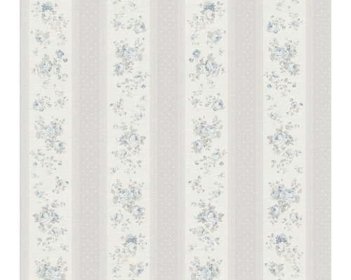 A.S. CRÉATION Vliesbehang 39069-3 Maison Charme strepen grijs Behang met bloemenpatroon en strepen