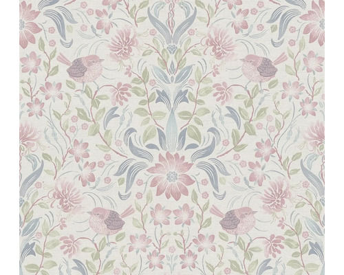 A.S. CRÉATION Vliesbehang 39075-3 Maison Charme bloemen crème/roze Behang met vogel-, blad- en bloemmotieven
