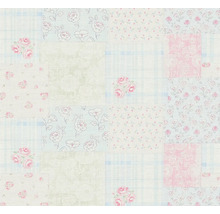 Behang met patchworkmotief en bloemmotieven