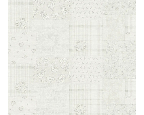 A.S. CRÉATION Vliesbehang 39066-2 Maison Charme vintage grijs Behang met patchwork design en bloemmotief