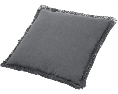 Grijs kussen met franjes