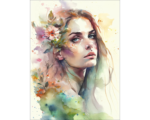 PURE LIVING Schilderij canvas Watercolored Face II 57x77 cm