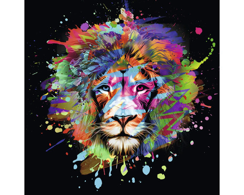 PURE LIVING Schilderij canvas Colorful Lion 40x40 cm
