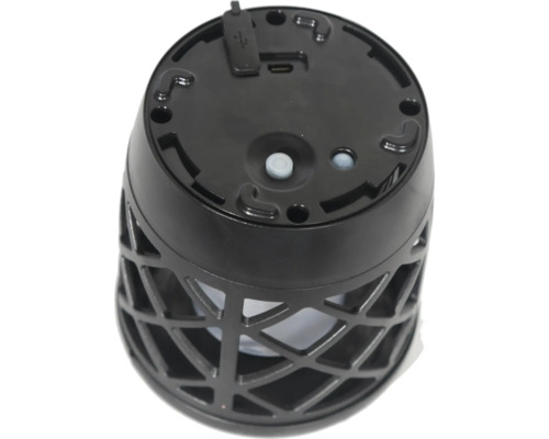 Onderkant van een zwarte decoratieve lamp met USB-aansluiting