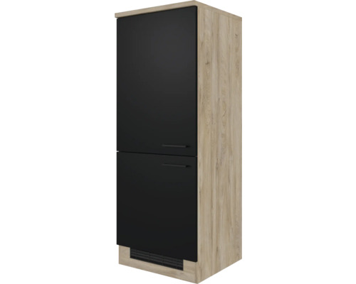 FLEX WELL Koelombouwkast voor 88e inbouwkoelkast Capri zwart 60x60x161 cm Hoge keukenkast met twee deuren