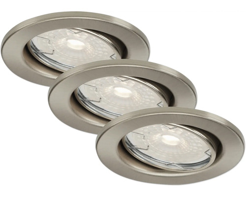 Drie inbouwspots voor plafond met geborstelde afwerking