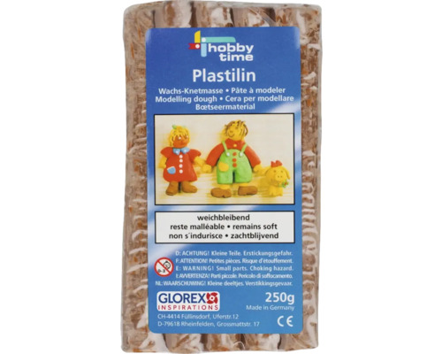 GLOREX Plastilin boetseerklei zachtblijvend Hobby Time Plasticine verpakking met 250 gram waskneedmassa