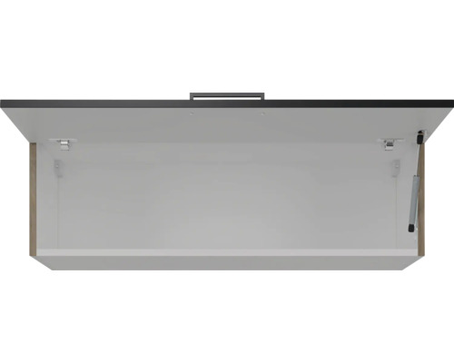 Geopende hangkast met interieur en beslag.