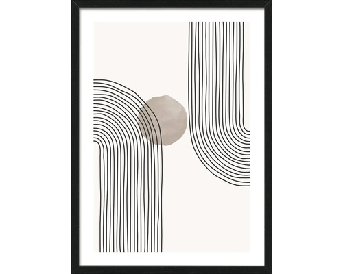 Ingelijste kunstprint met abstract ontwerp van lijnen en geometrische vormen