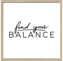 Ingelijste muurdecoratie met de tekst 'Find your Balance'