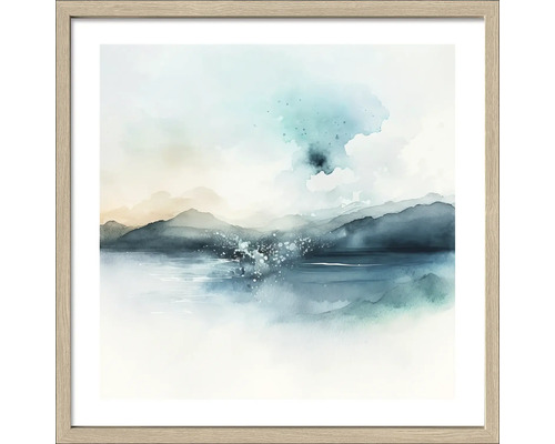 Ingelijste muurkunst met aquarel van een merenlandschap