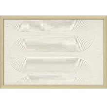 Decoratieve wanddecoratie met abstract lijnenpatroon in een houten lijst