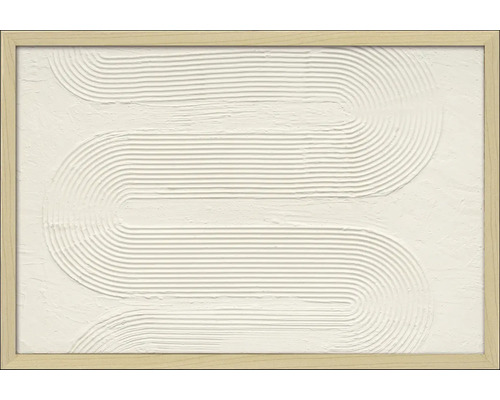 Decoratieve wanddecoratie met abstract lijnenpatroon in een houten lijst