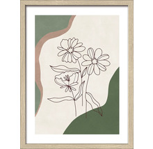 Ingelijste afbeelding met gestileerde bloemmotieven in minimalistisch design