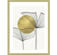 Ingelijste afbeelding met abstract plantmotief en cirkelvormig element