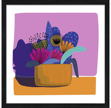 Ingelijste bloemenmuurkunst met abstracte bloemen in een mand