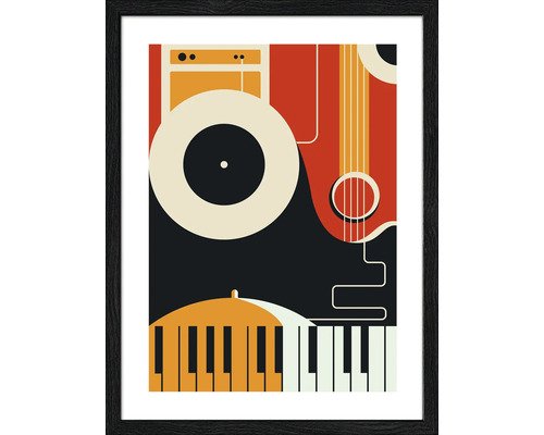 Ingelijste poster met muziekinstrumenten