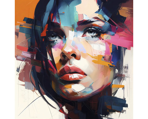 PURE LIVING Schilderij glas Colorful Woman 80x80 cm