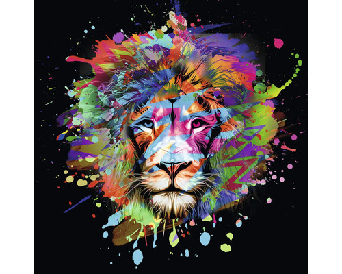 PURE LIVING Schilderij glas Colorful Lion Head III 80x80 cm