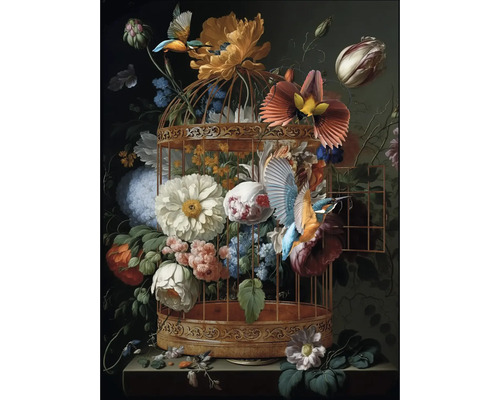 PURE LIVING Schilderij glas Birds & Flowers 60x80 cm