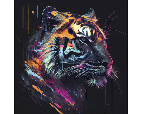 PURE LIVING Schilderij glas Colorful Tiger Head 50x50 cm