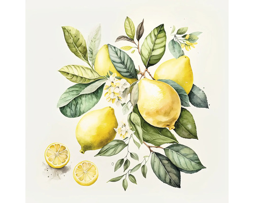 PURE LIVING Schilderij glas Lemons I 50x50 cm