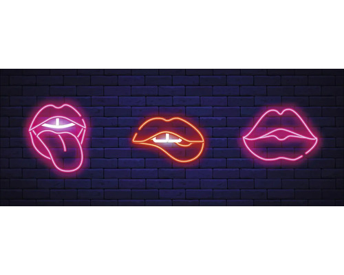 PURE LIVING Schilderij glas Neon Lips 80x30 cm