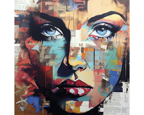 Schilderij met abstract vrouwenportret
